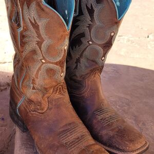 Ariat Brown and Teal Western Boots